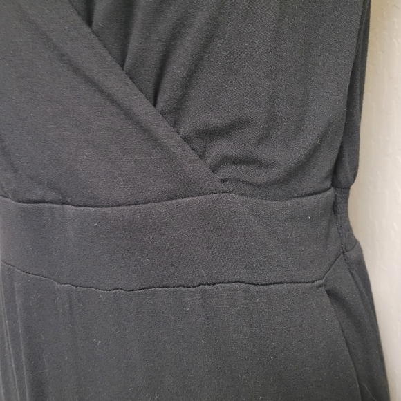 Loft Beach Black Jersey Knit V Neck Tie Cuff Jogger Jumpsuit Coverup S - Picture 9 of 13